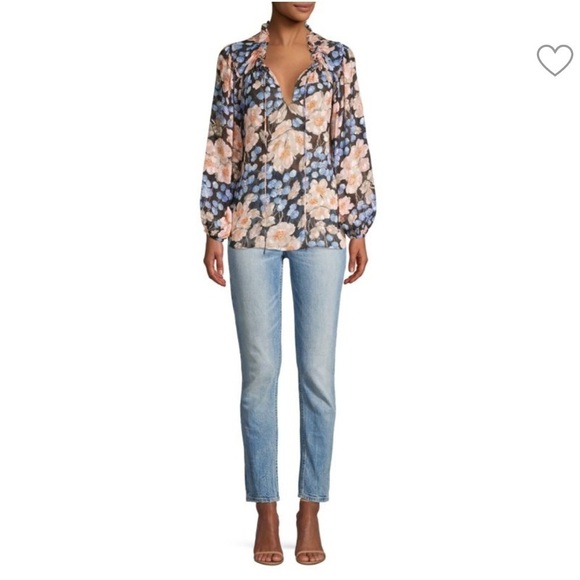 Like New - Rebecca Taylor Blush Rose Floral Blouse - Size 4 - Picture 5 of 10